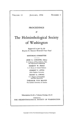 Proceedings of the Helminthological Society of Washington 13(1) 1946