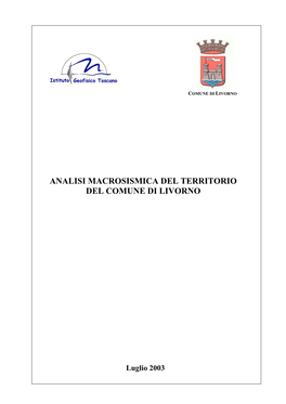 Analisi Macrosismica Del Territorio Del Comune Di Livorno