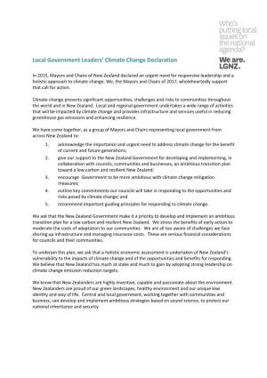 Local Government Leaders' Climate Change Declaration