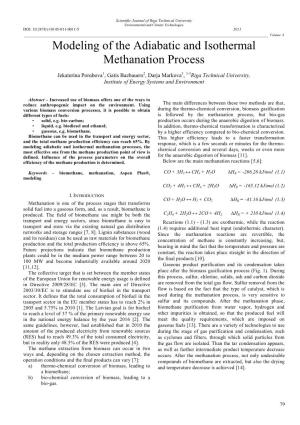 «Modeling of the Adiabatic and Isothermal Methanation Process»