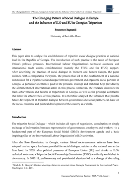 The Changing Pattern of Social Dialogue in Europe and the Influence of ILO and EU in Georgian Tripartism
