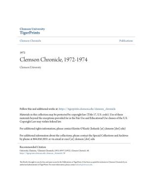 Clemson Chronicle, 1972-1974 Clemson University