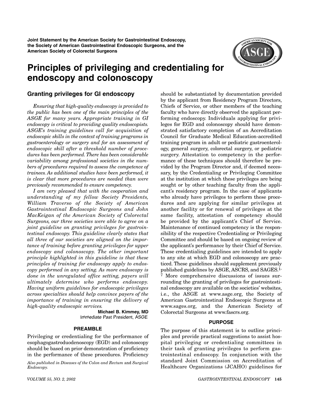 Principles of Privileging and Credentialing for Endoscopy and Colonoscopy