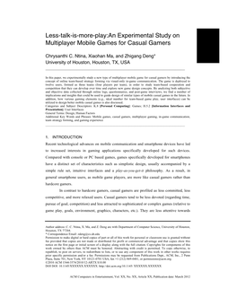 Less-Talk-Is-More-Play:An Experimental Study on Multiplayer Mobile Games for Casual Gamers