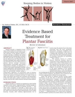 Evidence Based Treatment for Plantar Fasciitis Review of Literature
