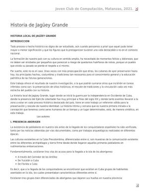 Historia De Jagüey Grande