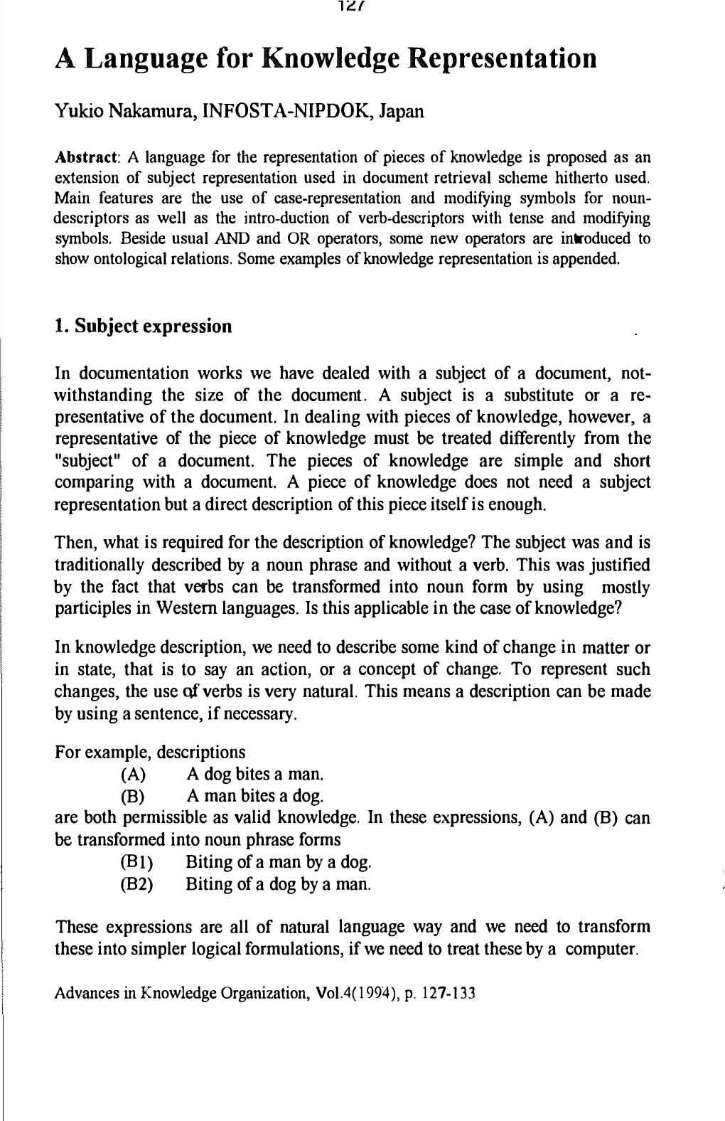 A Language for Knowledge Representation