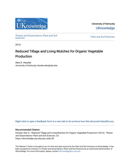 Reduced Tillage and Living Mulches for Organic Vegetable Production