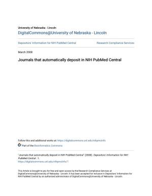 Journals That Automatically Deposit in NIH Pubmed Central