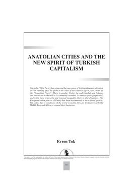 Anatolian Cities and the New Spirit of Turkish Capitalism