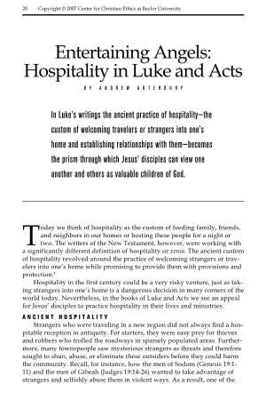 Entertaining Angels: Hospitality in Luke and Acts by Andrew Arter B U R Y