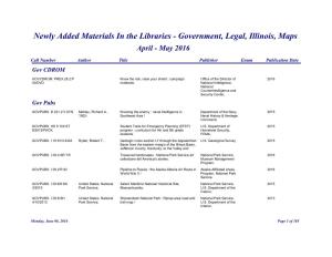 Newly Added Materials in the Libraries - Government, Legal, Illinois, Maps April - May 2016