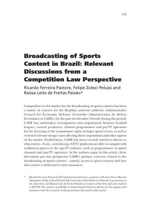 Broadcasting of Sports Content in Brazil