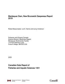 Mactaquac Dam, New Brunswick Gaspereau Report 2019