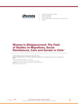 Women in (Dis)Placement: the Field of Studies on Migrations, Social Remittances, Care and Gender in Chile*