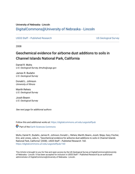 Geochemical Evidence for Airborne Dust Additions to Soils in Channel Islands National Park, California