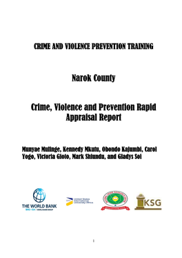 Narok County Crime, Violence and Prevention Rapid Appraisal Report