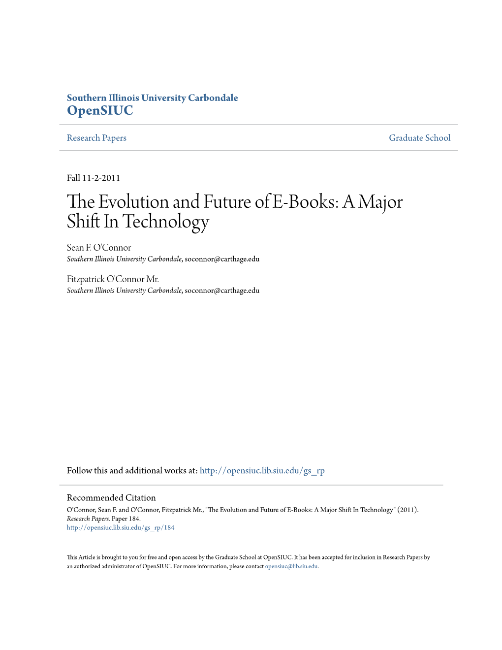 The Evolution and Future of E-Books: a Major Shift in Technology