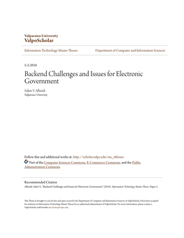 Backend Challenges and Issues for Electronic Government Salim Y