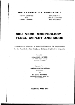 Oku Verb Morphology : Tense Aspect and Mqod