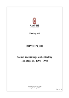 Guide to Sound Recordings Collected by Ian Bryson, 1995-1996