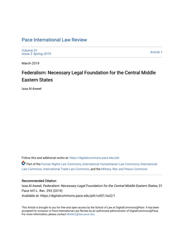 Necessary Legal Foundation for the Central Middle Eastern States