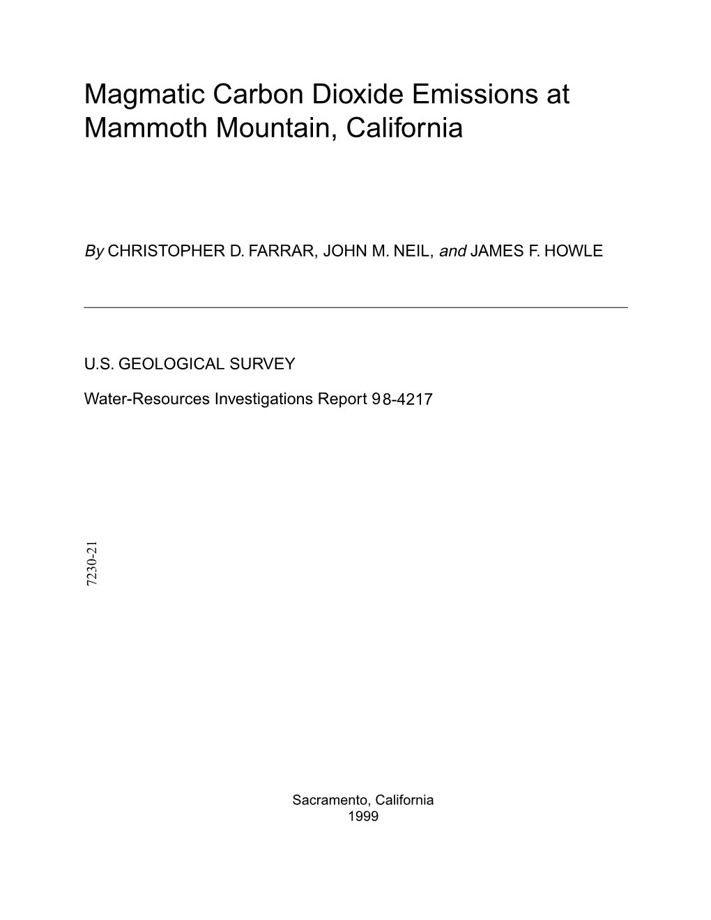 Magmatic Carbon Dioxide Emissions at Mammoth Mountain, California