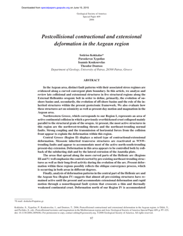Postcollisional Contractional and Extensional Deformation in the Aegean Region
