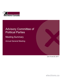 Advisory Committee of Political Parties Meeting Summary
