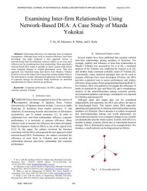 Examining Inter-Firm Relationships Using Network-Based DEA: a Case Study of Mazda Yokokai