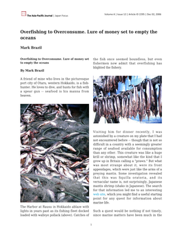 Overfishing to Overconsume. Lure of Money Set to Empty the Oceans