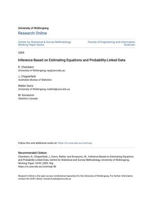 Inference Based on Estimating Equations and Probability-Linked Data
