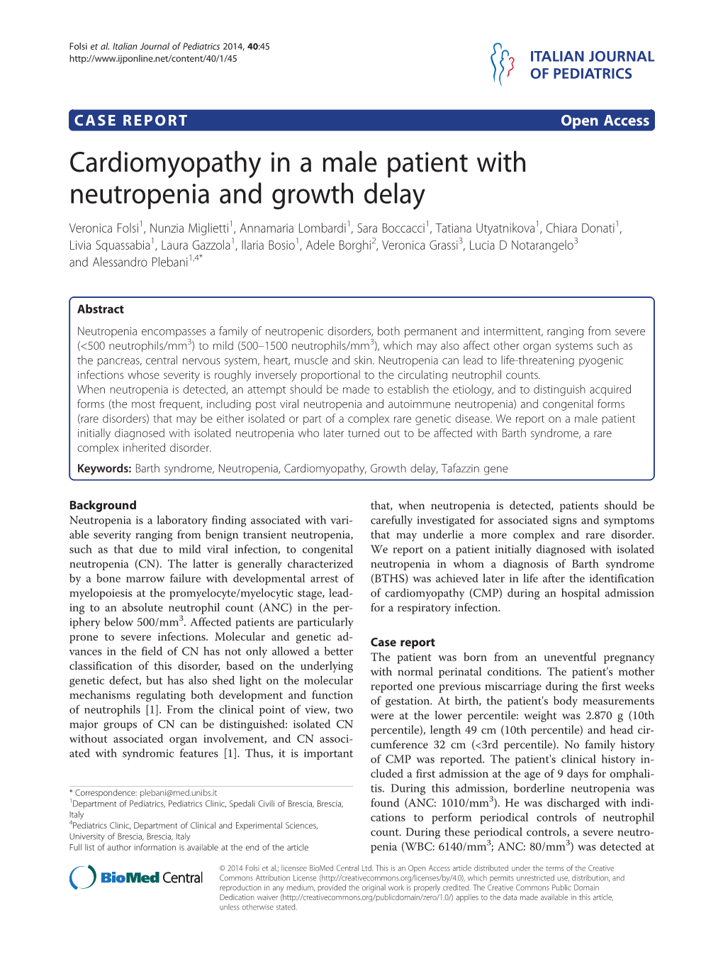 Cardiomyopathy in a Male Patient with Neutropenia and Growth Delay