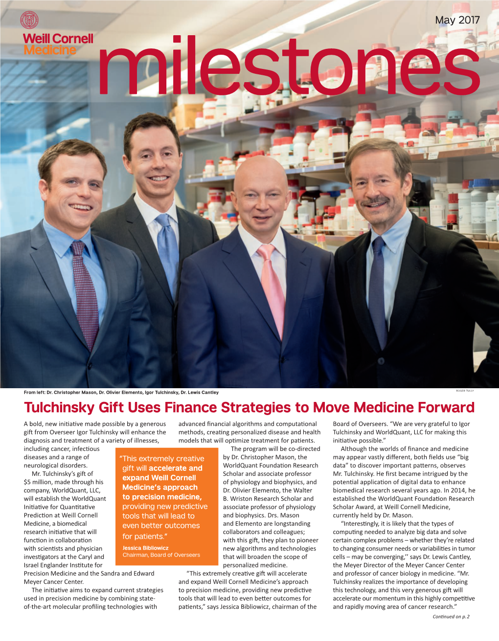 Tulchinsky Gift Uses Finance Strategies to Move Medicine Forward