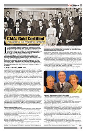 CMA: Gold Certified 50 Years of Advancing Country