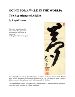 GOING for a WALK in the WORLD: the Experience of Aikido by Ralph Pettman