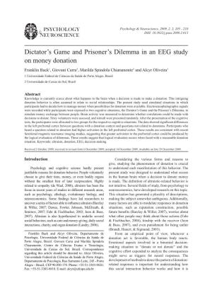 Dictator's Game and Prisoner's Dilemma in an EEG Study