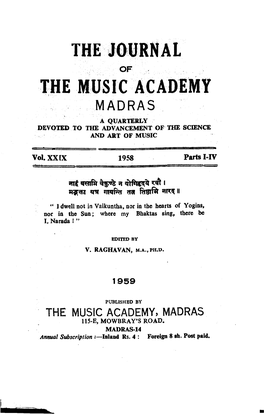 The Music Academy, Madras 115-E, Mowbray’S Road