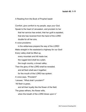 1-11 a Reading from the Book of Prophet Isaiah Comfort, Give
