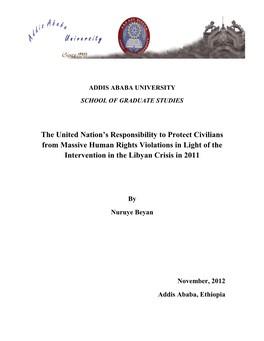 The United Nation's Responsibility to Protect Civilians from Massive