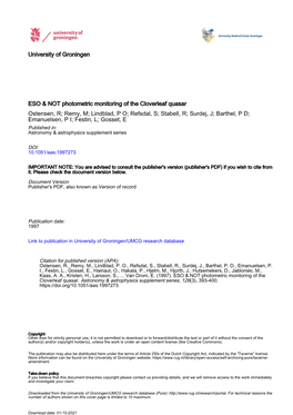 ESO & NOT Photometric Monitoring of the Cloverleaf Quasar