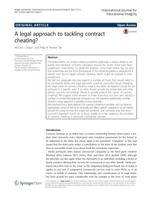A Legal Approach to Tackling Contract Cheating? Michael J