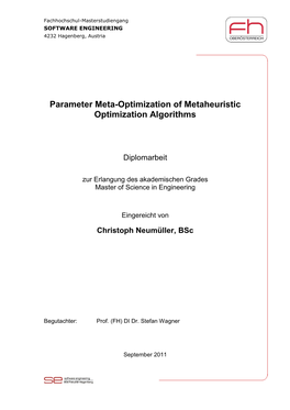 Parameter Meta-Optimization of Metaheuristic Optimization Algorithms