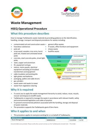 Waste Management HSEQ Operational Procedure What This Procedure Describes