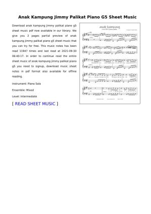 Anak Kampung Jimmy Palikat Piano G5 Sheet Music