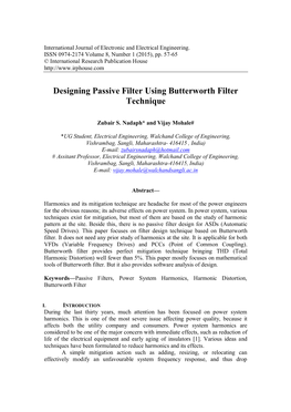 Designing Passive Filter Using Butterworth Filter Technique