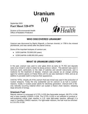 Uranium (U) Fact Sheet