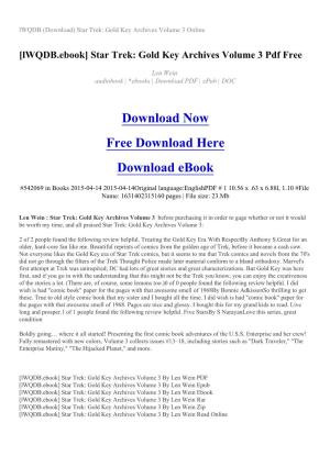 Lwqdb (Download) Star Trek: Gold Key Archives Volume 3 Online