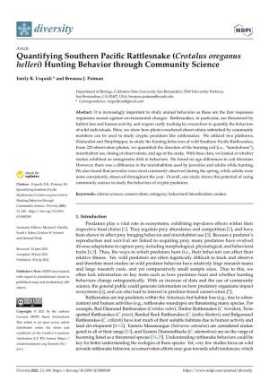 (Crotalus Oreganus Helleri) Hunting Behavior Through Community Science