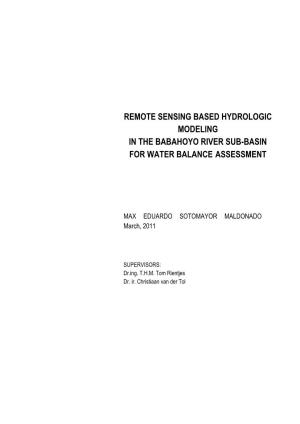 Remote Sensing Based Hydrologic Modeling in the Babahoyo River Sub-Basin for Water Balance Assessment